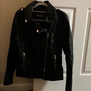 GUESS Women's Sleek Black Leather Jacket